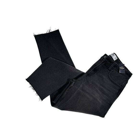 Hollister Women's Curvy High Rise Mom Vintage Jeans Black 5R Size 27 Frayed Hem - Picture 4 of 5